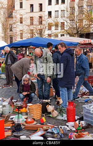 Scène d'un marché de rue de Bruxelles Banque D'Images