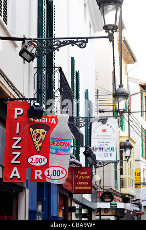 Restaurant Pizza sign in Palma, Majorque. Banque D'Images