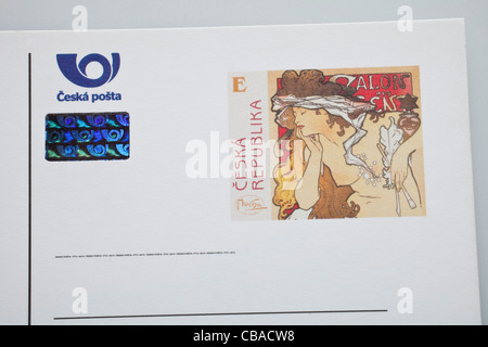E tchèque (Europe) avec timbre-poste mobile par le peintre Alfons Mucha (1860-1939). (CTK Photo/Martin Sterba) Banque D'Images