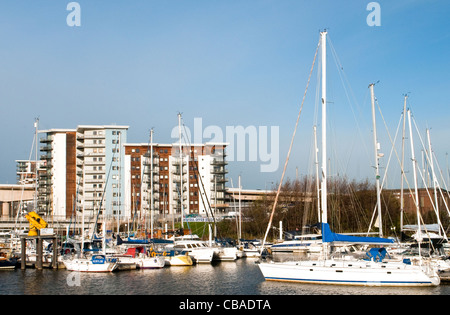 Port de plaisance de Cardiff, sur la rivière ely près de Cardiff Bay South Wales UK Banque D'Images