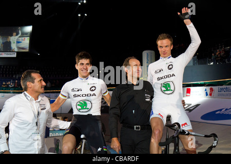 Marvulli Keisse équipe préparer la première course américaine à Sixday-Nights Zürich 2011 Banque D'Images