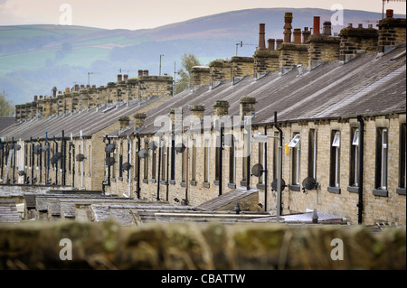 L'arrière de maisons mitoyennes à Skipton, Yorkshire UK. Banque D'Images