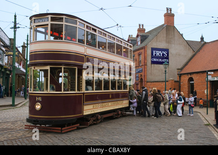 Le Sunderland était jointe à deux étages pour le tram. Le Nord de l'Angleterre Beamish Open Air Musée Vivant Banque D'Images