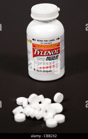 Comprimés Tylenol acetaminophen. Banque D'Images