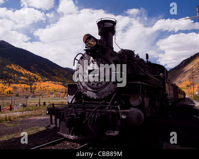 Moteur de locomotive à vapeur. Ce train est quotidiennement en opération sur le Narrow Gauge Railroad entre Durango et Silverton Colorado Banque D'Images