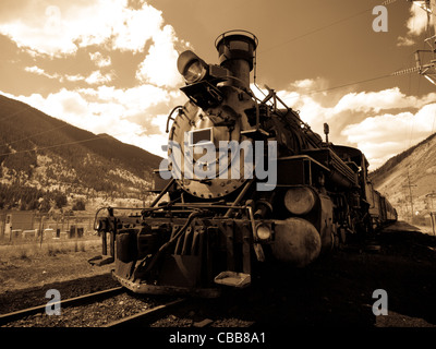 Moteur de locomotive à vapeur. Ce train est quotidiennement en opération sur le Narrow Gauge Railroad entre Durango et Silverton Colorado Banque D'Images