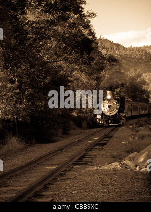 Moteur de locomotive à vapeur. Ce train est quotidiennement en opération sur le Narrow Gauge Railroad entre Durango et Silverton Colorado Banque D'Images