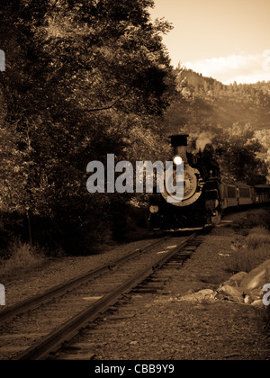 Moteur de locomotive à vapeur. Ce train est quotidiennement en opération sur le Narrow Gauge Railroad entre Durango et Silverton Colorado Banque D'Images