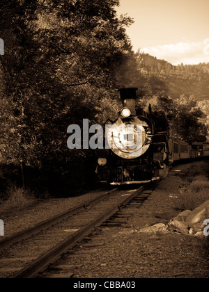 Moteur de locomotive à vapeur. Ce train est quotidiennement en opération sur le Narrow Gauge Railroad entre Durango et Silverton Colorado Banque D'Images