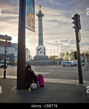 Les monuments de Paris sans-abri,prise de la Bastille. RÚvoulution, du 'Roma', avant que je le dis avec sarcasme, les Roms Banque D'Images