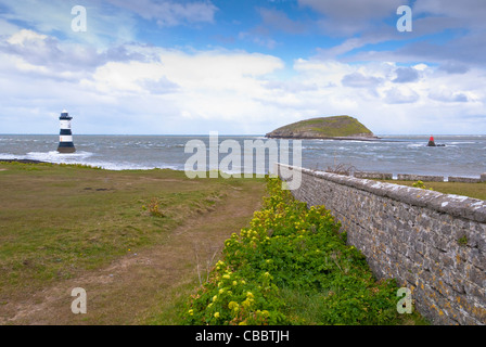 Penmon et phare et l'île de anglesey macareux North Wales UK Banque D'Images