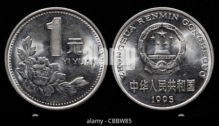 1 yuan monnaie, Chine, 1995 Banque D'Images