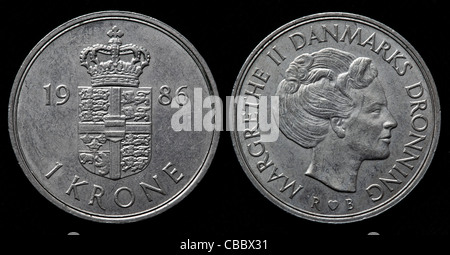 1 coin Krone, Danemark, 1986 Banque D'Images