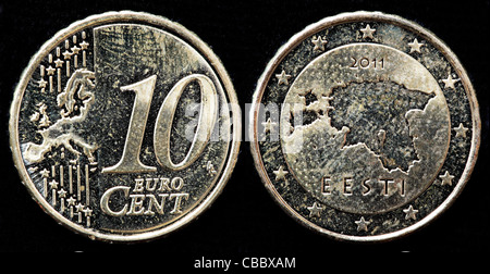 10 Euro cent coin, l'Estonie, 2011 Banque D'Images