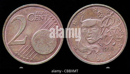 2 100 pièce en euro, France, 1999 Banque D'Images