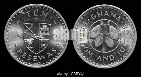 10 Pesewas coin, Ghana, 1975 Banque D'Images