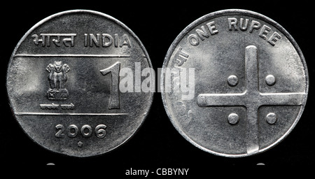 1 Roupie pièce, Inde, 2006 Banque D'Images