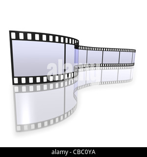Bande de film 35 mm avec transparence réflexion sur fond blanc Banque D'Images