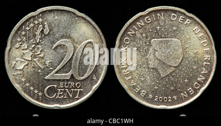 20 Euro cent coin, Pays-Bas, 2002 Banque D'Images