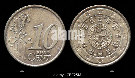 10 centimes d'euro pièce, Portugal, 2002 Banque D'Images