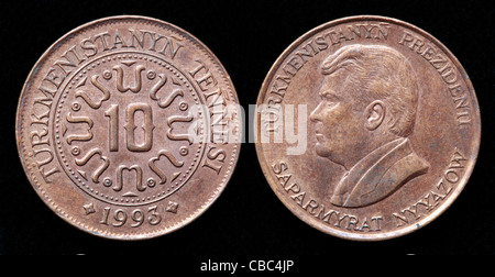 10 Tenge coin, Turkménistan, 1993 Banque D'Images