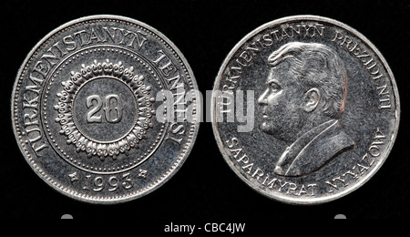 20 Tenge coin, Turkménistan, 1993 Banque D'Images