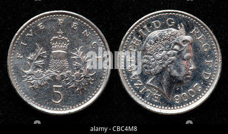 Pièce de 5 pence, UK, 2006 Banque D'Images