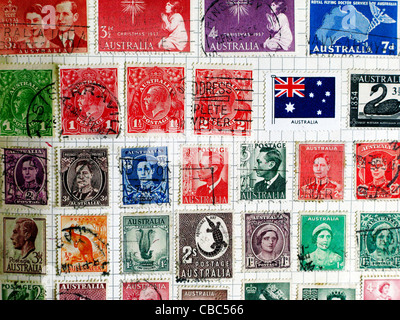 Vieux Timbres d'Australie Banque D'Images