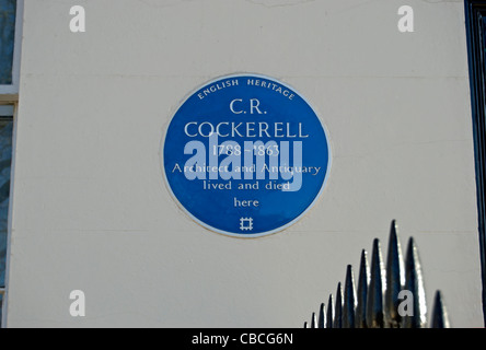 English Heritage blue plaque marquant une maison, et le lieu du décès, de l'architecte et l'antiquaire, c.r. cockerell, Londres, Angleterre Banque D'Images