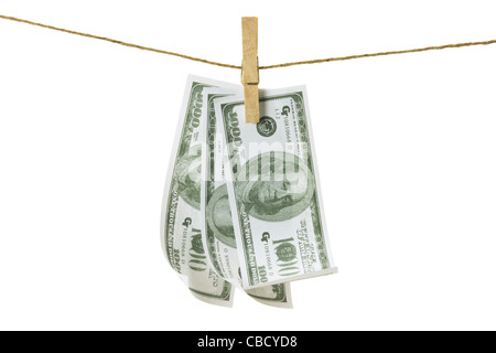 Vêtements en ligne avec des billets Banque D'Images