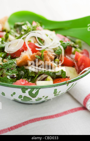 Salade panzanella de pain et tomates Banque D'Images