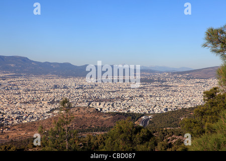 Grèce Athènes Attica la vue sur la ville depuis le mont Hymette Banque D'Images