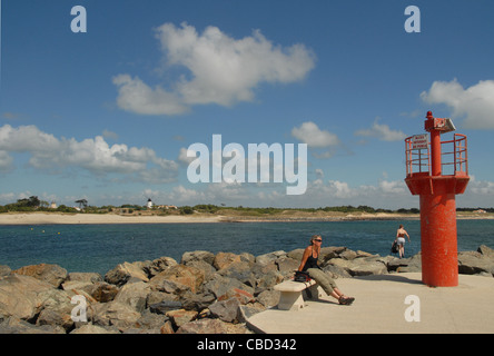 Signal à la port de Le Devin sur l'Atlantique île de Noirmoutier en Vendée, Pays de la Loire, France Banque D'Images