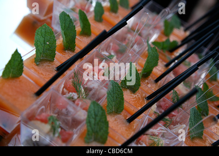 Soupe de melon et Menthe glacée Banque D'Images