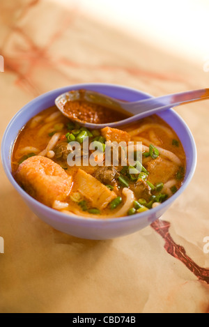 Laksa Curry, soupe de nouilles au curry de Malaisie Banque D'Images