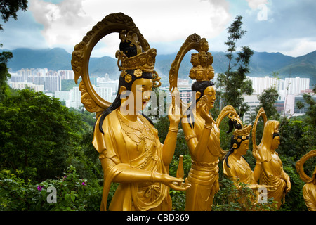 10 000 Bouddhas Monastery, Hong Kong, Chine Banque D'Images