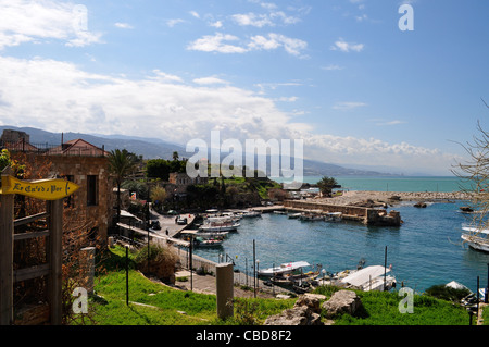 Belle Jbeil Byblos harbour aka, Liban, ancienne ville phénicienne datant du 3e millénaire avant J.-C. Banque D'Images