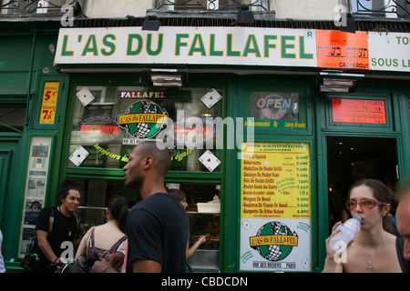 L'as du fallafel shop dans le quartier juif à paris france Banque D'Images