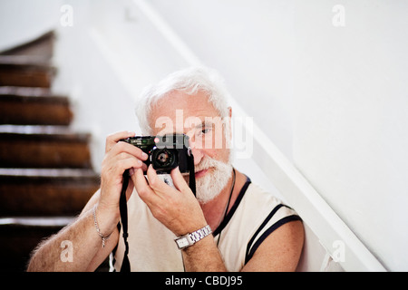 Célèbre photographe tchèque Jindrich Streit est représenté à 25 août, à son domicile de Sovinec, République tchèque. (Photo/CTK Josef Banque D'Images