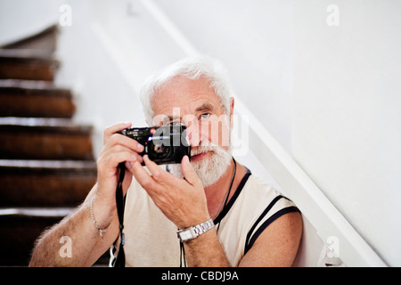 Célèbre photographe tchèque Jindrich Streit est représenté à 25 août, à son domicile de Sovinec, République tchèque. (Photo/CTK Josef Banque D'Images