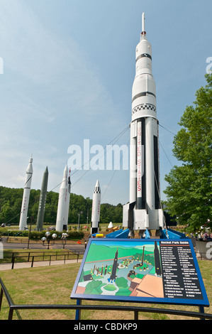 Alabama, Huntsville, l'US Space & Rocket Center, parc de fusée, fusée Saturn 1B Banque D'Images