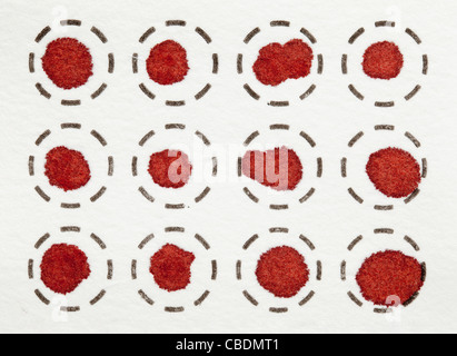 Taches de sang sec sur un filtre de fibre pour analyse en laboratoire Banque D'Images