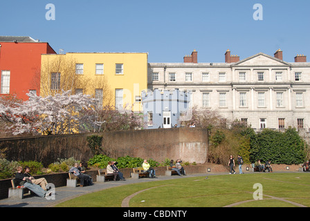 Façade côté jardin du château de Dublin, Dublin, Irlande Banque D'Images