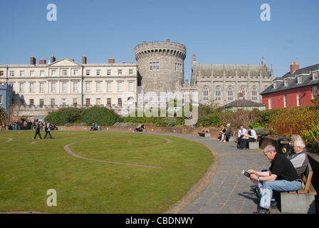 Façade côté jardin du château de Dublin, Dublin, Irlande Banque D'Images