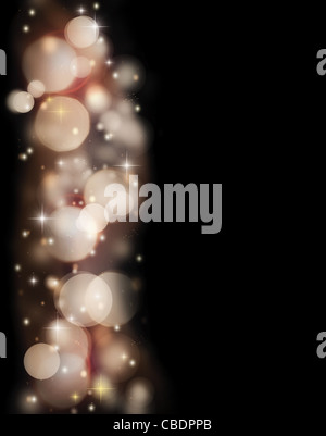 Maison de vacances de frontière abstraite bokeh lights glowing isolé sur fond noir, belles étoiles brillantes et paillettes Banque D'Images