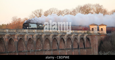 Bataille d'Angleterre class n° 34067 Tangmere traverse la vallée de l'Ouse viaduc. Photo par James Boardman Banque D'Images