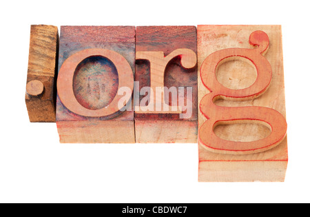 Dot org - organisation à but non lucratif dans l'extension de domaine de l'internet en bois blocs typographie vintage Banque D'Images