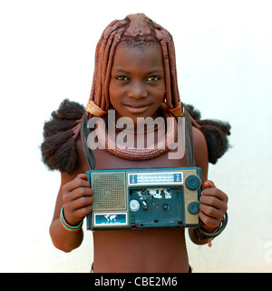 Afrique Angola girl tribal tribu Himba um cassette Banque D'Images