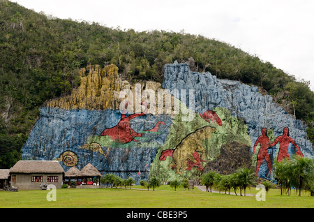 Murale de la Préhistoire Cuba Viñales Banque D'Images