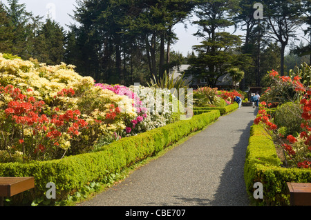 Jardins en l'ancien Simpson Estate à Shore Acres State Park, le sud de l'Oregon coast. Banque D'Images